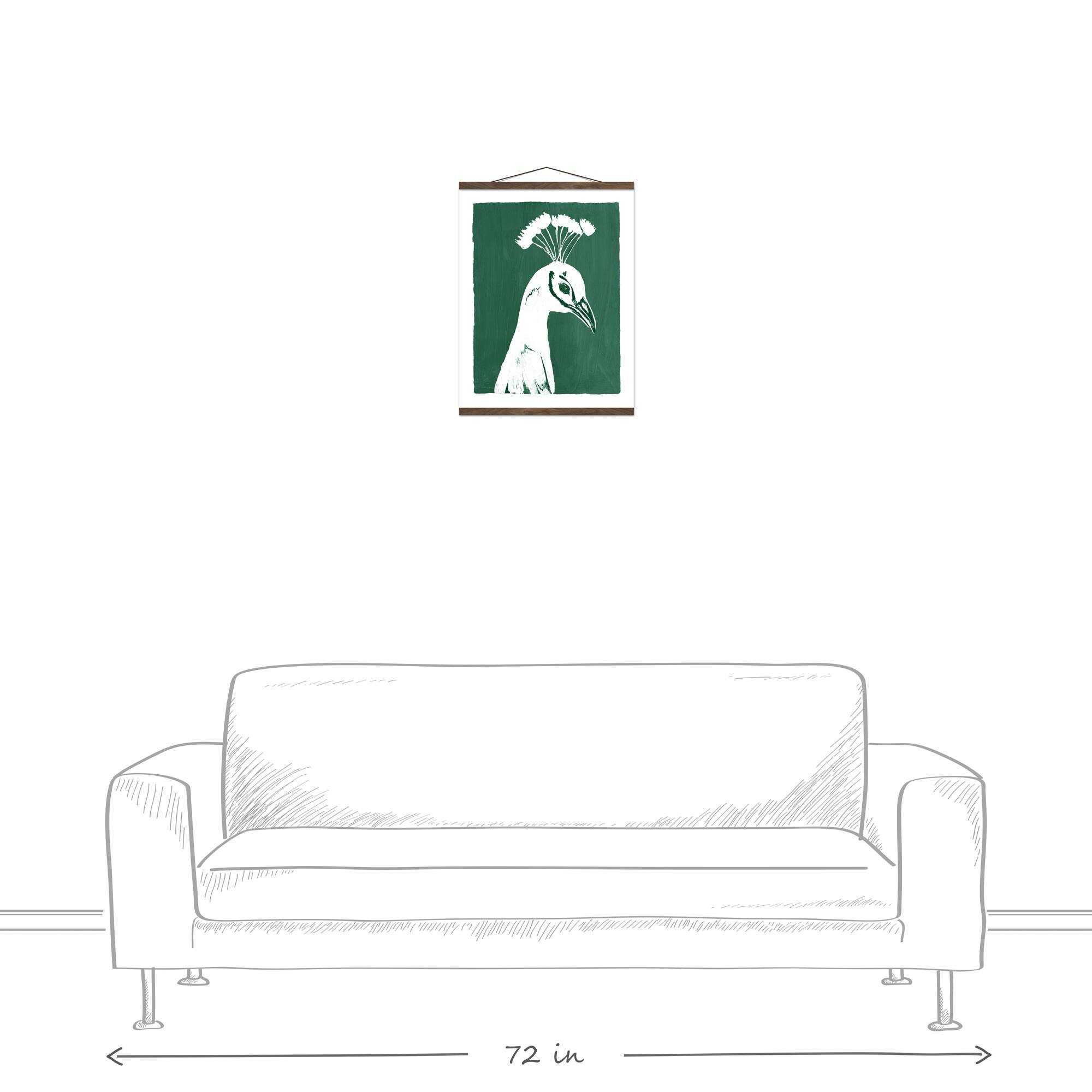 Peacock Portrait Teak Hanging Canvas
